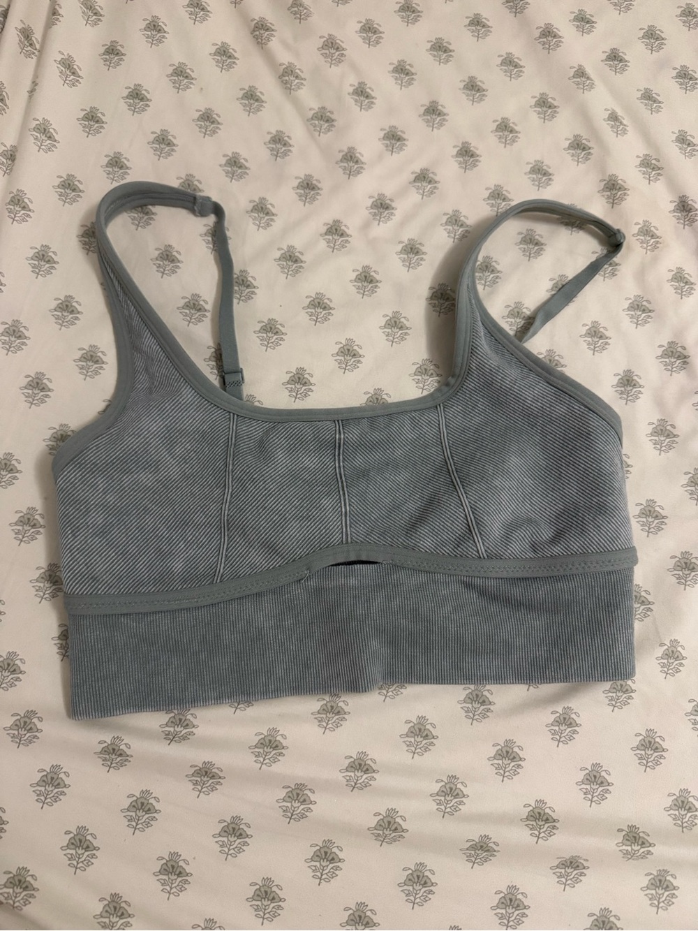 Women's Seamless Light Blue Ribbed Bralette